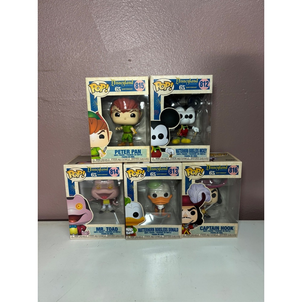 Funko Pop Disneyland 65th Anniversary Set Mickey Donald Peter Pan Mr Toad Hook